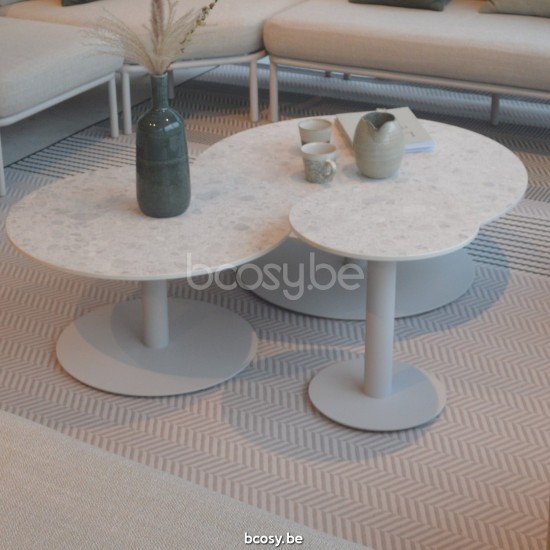 Vincent Sheppard Kodo Tables basses de jardin à café Cadre en Aluminium Gris fossile Round.