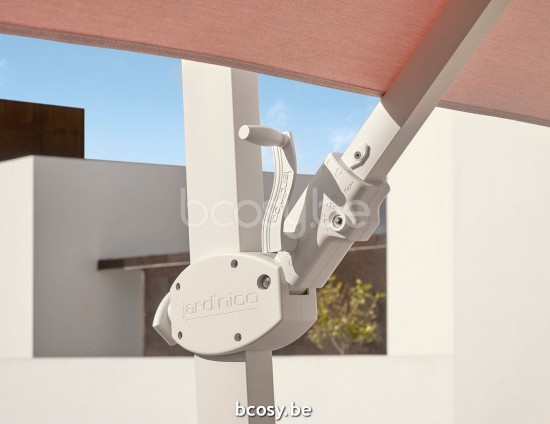 Jardinico ANTEGO 350XR Round Cantilever Parasol Pole White Canopy Latte Sunbrella.