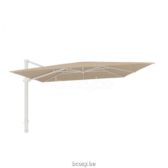 Jardinico LIMA 400x400 Square Cantilever Parasol Pole White Canopy Latte Sunbrella.