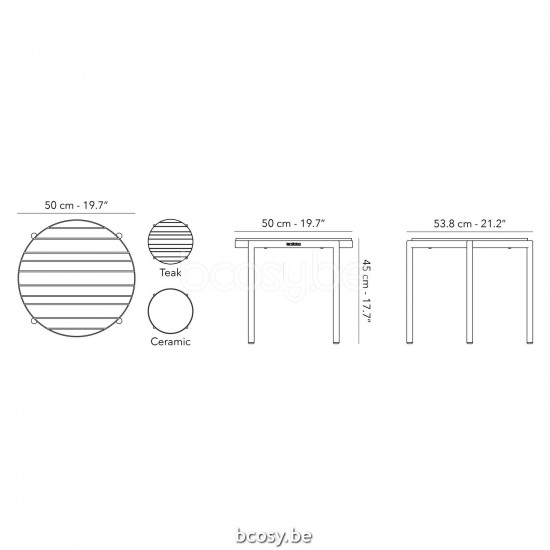 Jardinico VOLTE Round Nesting Side Table White Ceramic Nero-Charcoal.
