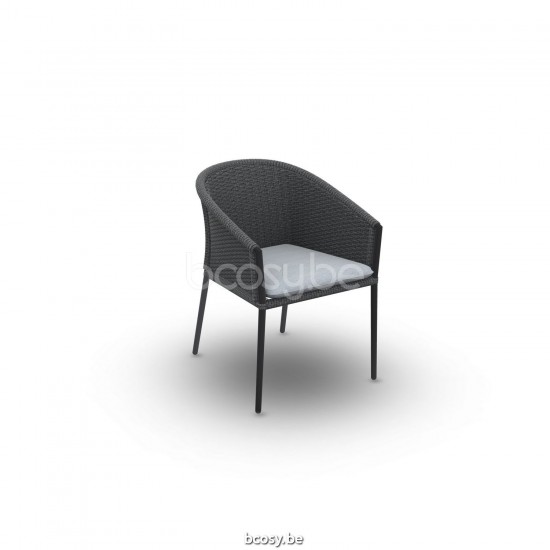 Jati Kebon Fortuna Rope Chaise de jardin avec accoudoirs Sunbrella natte grey chine nat 10022 quick dry foam Aluminium anthra.