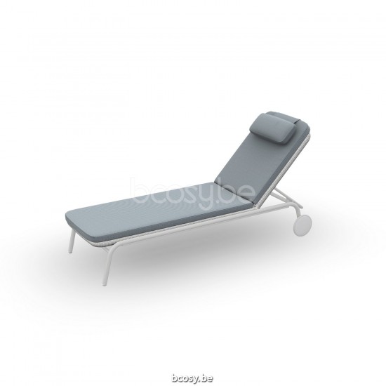 Jati Kebon Durham Chaise longue Sans coussins Aluminium blanc mat Corde anthracite.