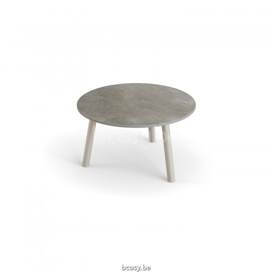 Jati Kebon Ronda Table basse de jardin Couleur sable Dessus de table Céramique Palladium grey 12mm.
