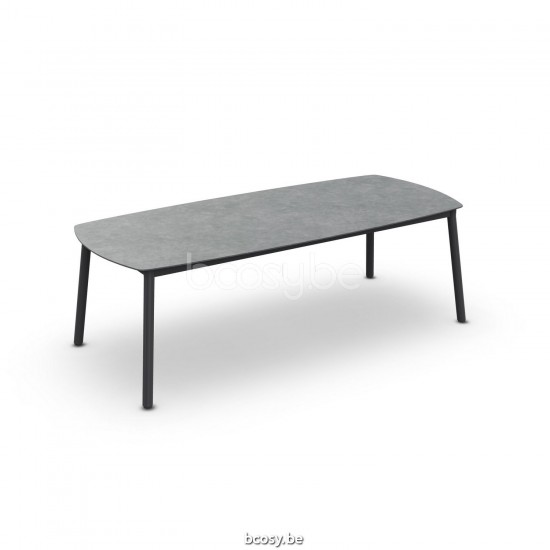 Jati Kebon Durham Table de jardin Aluminium anthracite mat Dessus de table Céramique Gris cendré.