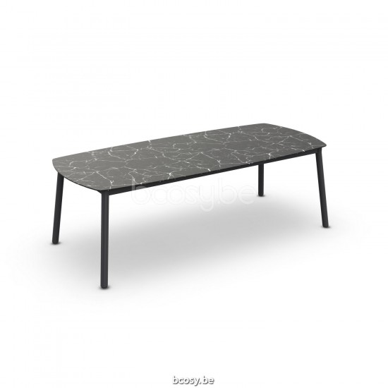 Jati Kebon Durham Table de jardin Aluminium anthracite mat Dessus de table Céramique Black marble.