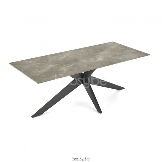 Jati Kebon Yate Table de jardin Aluminium anthracite mat Dessus de table Céramique Palladium grey 12mm.