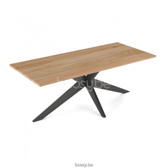 Jati Kebon Yate Table de jardin Aluminium anthracite mat Dessus de table Teck.