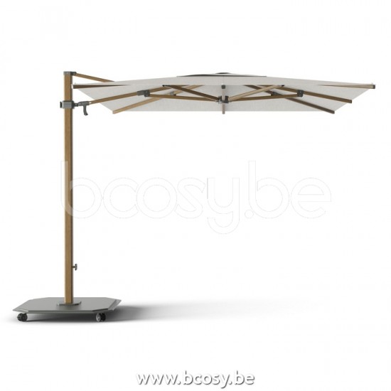 Jardinico CARACTERE JCP302 260x260 Square Sidepost Cantilever Free Pole Mast Floating Parasol 2,6x2,6 Pole Mast Post Alu Teak Structured Powder Coated Aluminium| Canopy-fabrics Cotton Sunbrella Plus M.
