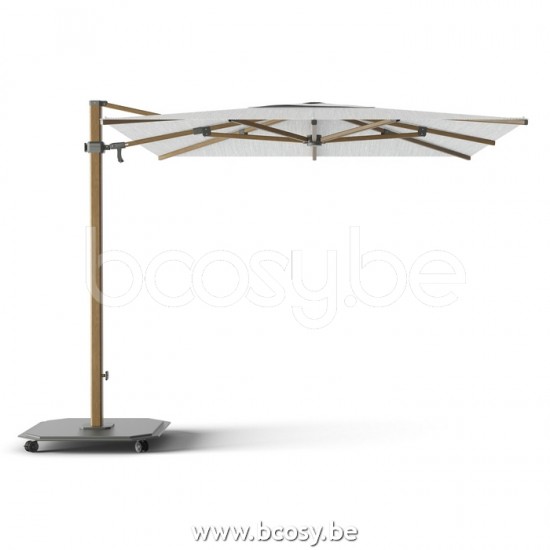 Jardinico CARACTERE JCP302 260x260 Square Sidepost Cantilever Free Pole Mast Floating Parasol 2,6x2,6 Pole Mast Post Alu Teak Structured Powder Coated Aluminium| Canopy-fabrics Ice Sunbrella Plus Mari.