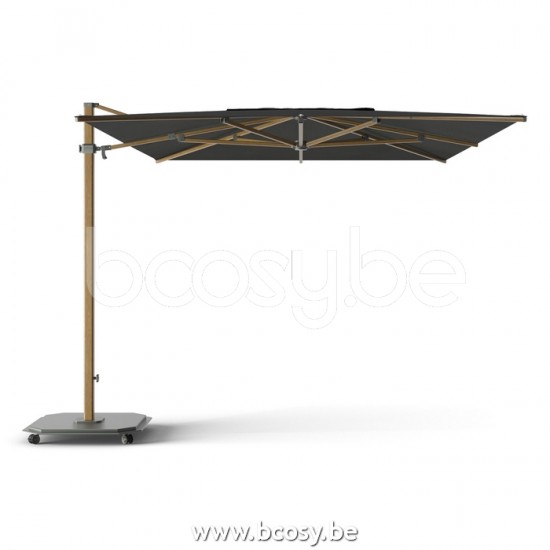 Jardinico CARACTERE JCP402 300x425 Rectangular Sidepost Cantilever Free Pole Mast Floating Parasol 3x4,25 Pole Mast Post Alu Teak Structured Powder Coated Aluminium| Canopy-fabrics Pitch Sunbrella Plu.