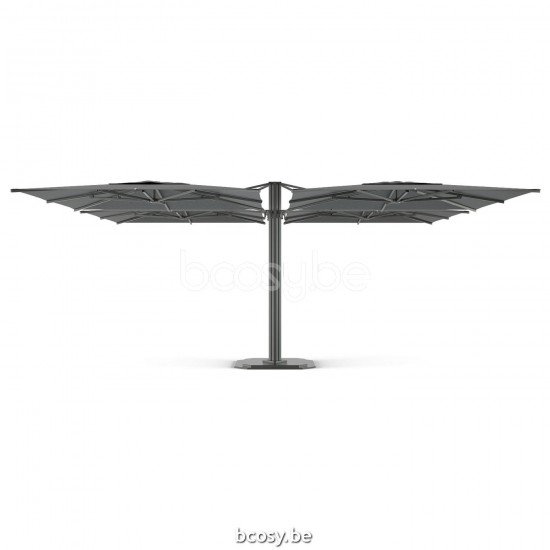 Jardinico CARACTERE JCP501 4x300x300 Quadruple Square Quad Sidepost Combination 4 Free-hanging Floating Parasols 4x3x3 Pole Mast Post Charcoal Powder Coated Aluminium| Canopy-fabrics Onyx Sunbrella Pl.