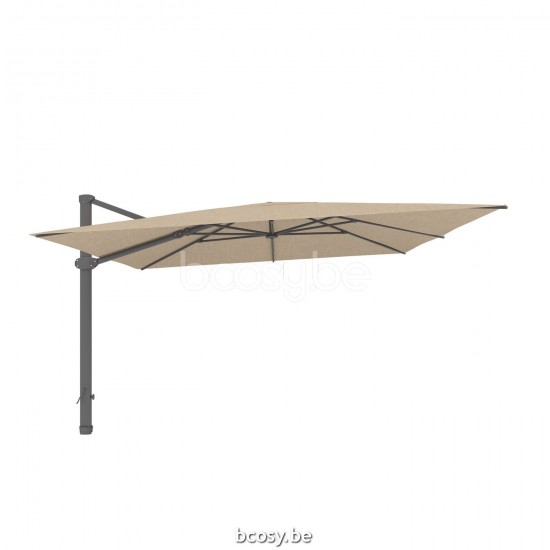 Jardinico LIMA 400x400 Parasol Ombrelle À Mât Libre Parasol Décentré Suspendu Deporté Pendant Flottant Carré 4x4 Mât Aluminium Thermolaqué En Anthracite| Toile-tissu Latte Sunbrella.