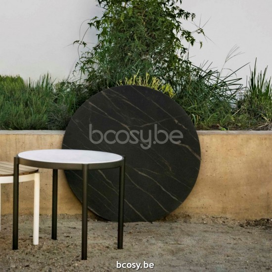  Jardinico VOLTE Runder Garten-beistelltisch Verschachtelt Anthrazit Pulverbeschichtetes Aluminium Ceramic Taupe Grey.