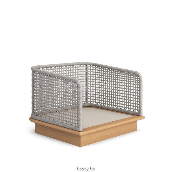 Jati Kebon Acri Sofa 1-Sitzer Ohne kissen Sandmattes Aluminium Schnur Leinen.