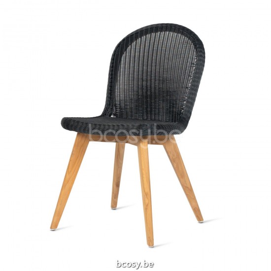 Vincent Sheppard Damien Esstischstuhl - Teak Damien Stuhl Rahmen aus Unbehandeltes Teakholz Schwarz Flechtwerk Polyethylen.
