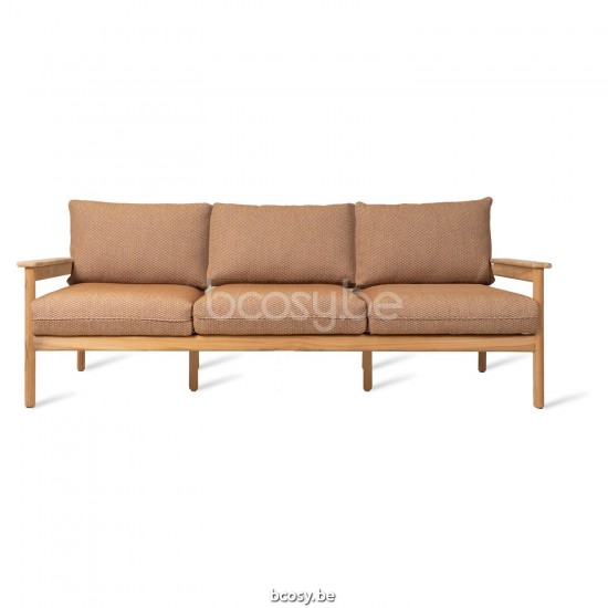 Vincent Sheppard Oda Loungesets 3zit Onbehandeld teakhout frame Flax Stoffen Band Polypropyleen.