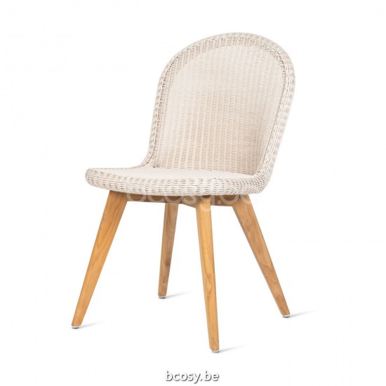 Vincent Sheppard Damien tuinstoelen buitenstoelen Onbehandeld teakhout frame Old Lace Wicker Polyethyleen.