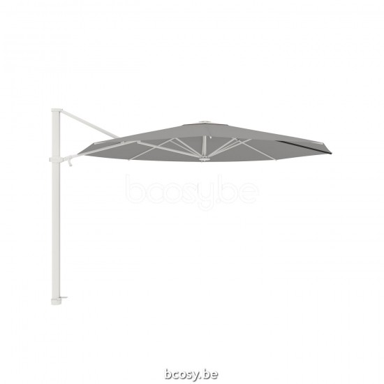 Jardinico ANTEGO 350XR Round Sidepost Cantilever Free Pole Mast Floating Parasol Ø3,5 Pole Mast Post White Powder Coated Aluminium| Canopy-fabrics Gris Nature Classic-Acryl solids.
