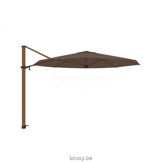 Jardinico ANTEGO 350XR Round Sidepost Cantilever Free Pole Mast Floating Parasol Ø3,5 Pole Mast Post Alu Teak Structured Powder Coated Aluminium| Canopy-fabrics Taupe Classic-Acryl solids.