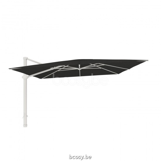 Jardinico LIMA 400x400 Square Sidepost Cantilever Free Pole Mast Floating Parasol 4x4 Pole Mast Post White Powder Coated Aluminium| Canopy-fabrics Black Classic-Acryl solids.