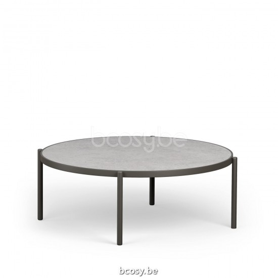  Jardinico VOLTE Runder Außen Garten Beistelltisch Nestbar Ø90 Anthrazit Pulverbeschichtetes Aluminium Ceramic Taupe Grey.