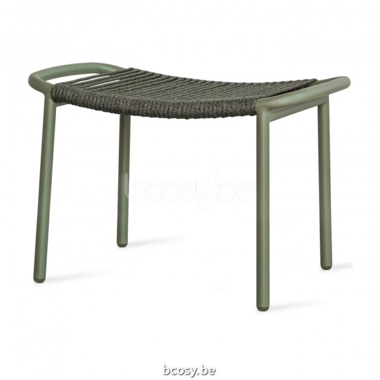 Vincent Sheppard Ribbon poufs de jardin extérieur Cadre en Aluminium Mousse Corde Vert foncé Polypropylène.