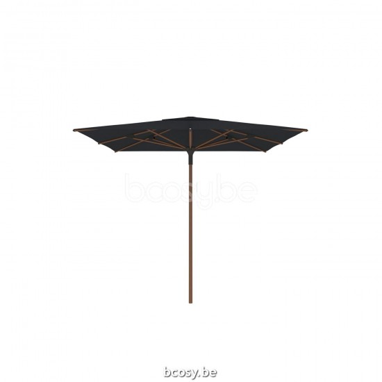Jardinico AMALFI 250x250 Parasol Ombrelle Droit À Mât Central Carré 2,5x2,5 Mât Aluminium Structuré Thermolaqué Aspect Bois Teck| Toile-tissu Gasoline - Nero Sunbrella.