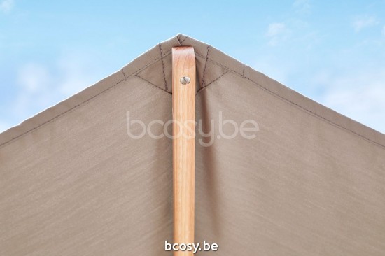 Jardinico CUBA 300x300 Parasol Ombrelle Droit À Mât Central Carré 3x3 Mât Bois D'eucalyptus| Toile-tissu Taupe Classic-Acryl solids.