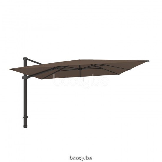 Jardinico LIMA 400x400 Parasol Ombrelle À Mât Libre Parasol Décentré Suspendu Deporté Pendant Flottant Carré 4x4 Mât Aluminium Thermolaqué En Noir Mat| Toile-tissu Taupe Classic-Acryl solids.