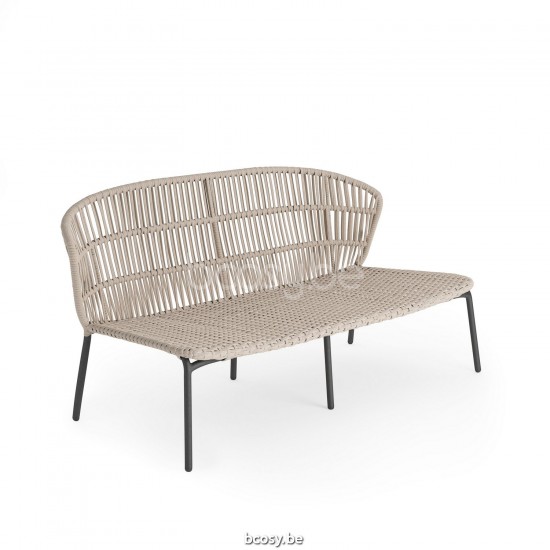 Jati Kebon Lima Deep Seating Chair 2-Seat Alu Charcoal Mat Line Weaving Beige Uni.