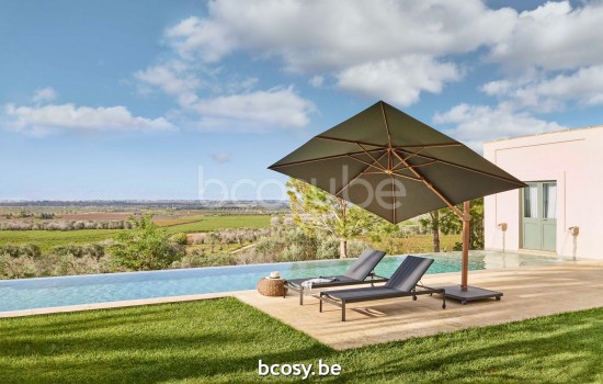  Jardinico ANTEGO 300x300 Quadratischer Freiarmsonnenschirm Freiarmschirm 3x3 Sonnenschirmmast Strukturiertes Aluminium Pulverbeschichtetes Teakholz-aussehend| Sonnenschirmbespannung-bezug-tuch-stoff .