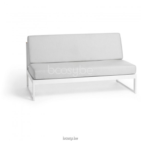 Diphano Landscape Modular grand siège central avec accoudoir en teck Cadre Aluminium blanc Tissu All Weather Shine Accoudoirs.