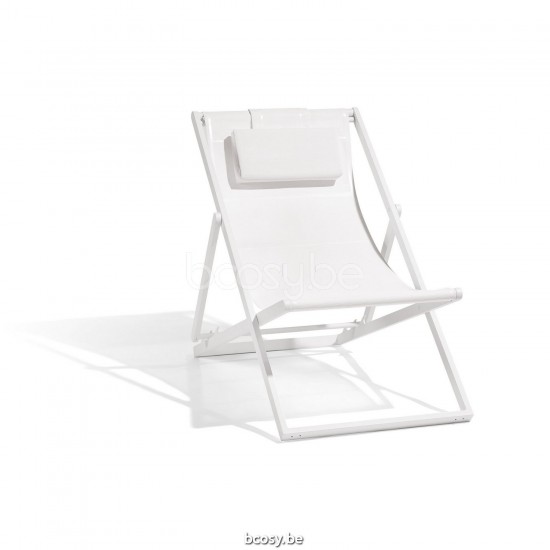 Diphano Alexa chaise de plage pliante Cadre Aluminium blanc Tissu Couche unique de Textylène blanc.