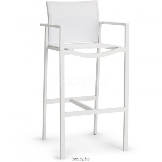 Diphano Alexa Tabouret de bar empilable 77h Cadre Aluminium blanc Tissu Couche unique Batyline blanc.