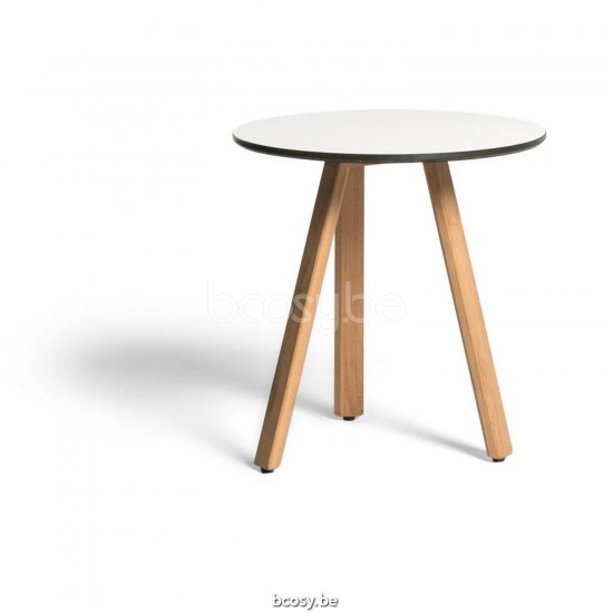 Diphano Easy-Fit side table elite B 42xR (44h) Natural Teak Frame Top Trespa White 13 mm.