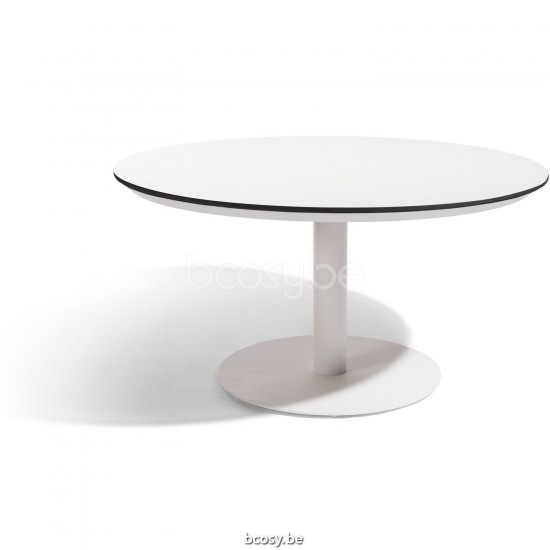 Diphano Alexa table de jardin ronde 148xR Cadre Aluminium blanc Dessus Céramique Noir de charbon 6 mm imposé.