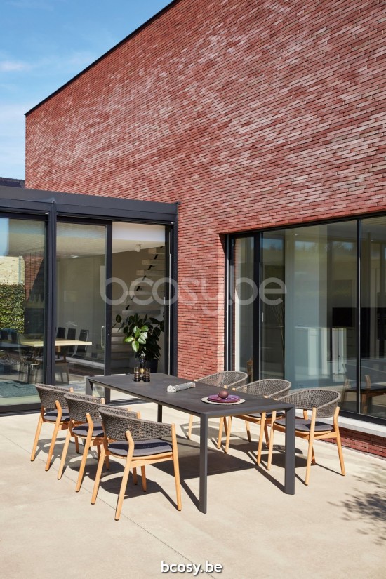 Diphano Selecta Gartentisch 313x90 Aluminium Lava Gestell Tischplatte eingelegte Keramikplatte schwarz 6 mm.