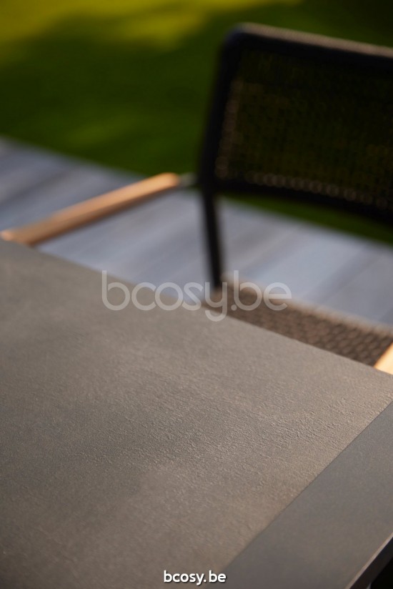 Diphano Selecta Gartentisch 80x80 Aluminium Lava Gestell Tischplatte eingelegte Keramikplatte schwarz 6 mm.