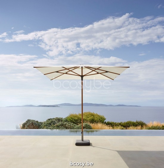Jardinico AMALFI 300x300 Vierkante Middenstam Parasol 3x3 Mast Teak Aluminium Met Structuur Doek Natural Classic-Acryl solids.