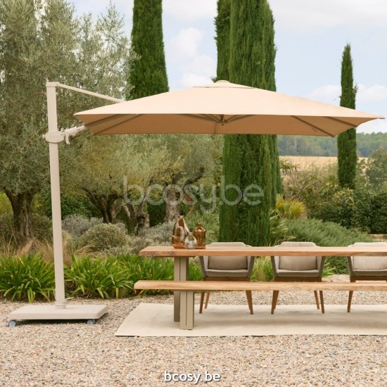 Jardinico ANTEGO 300x300 Square Sidepost Cantilever Free Pole Mast Floating Parasol 3x3 Pole Mast Post Linen Powder Coated Aluminium| Canopy-fabrics Heather Sunbrella cat2.