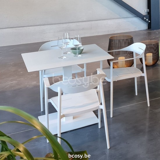  Jardinico KUDOS BISTRO Quadratischer Bistrotisch 75x75 Weiß Matt Pulverbeschichtetes Aluminium.