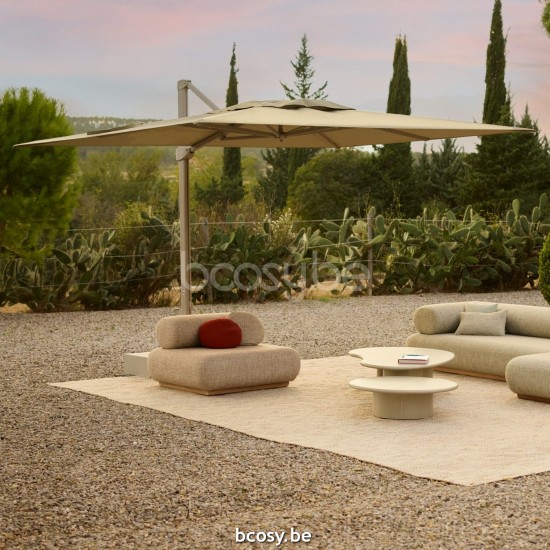  Jardinico LIMA 400x400 Quadratischer Freiarmsonnenschirm Freiarmschirm 4x4 Sonnenschirmmast Leinenfarben Pulverbeschichtetes Aluminium| Sonnenschirmbespannung-bezug-tuch-stoff Nile Sunbrella Plus Mar.