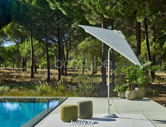 Jardinico MALIBU 200x200 Vierkante Middenstam Parasol 2x2 Mast Wit Doek White Olefin.
