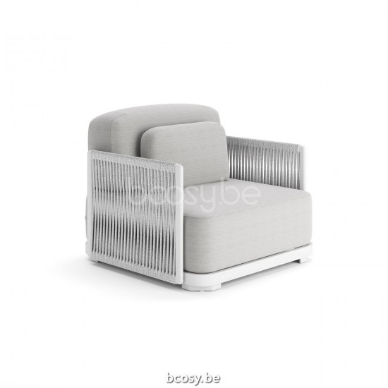 Jati Kebon Durbuy Sofa 1-Sitzer Weißes mattes Aluminium.