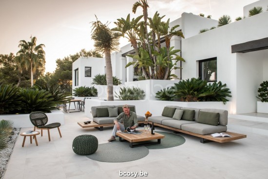 Jati Kebon Truro Gartensessel Lounge Basis 2-sitzig + 1 Teakholzteil Aluminium anthrazit matt.