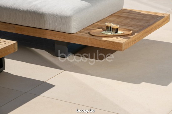 Jati Kebon Truro Gartensessel Lounge Basis 3-sitzig + 1 Teakholzteil Aluminium anthrazit matt.