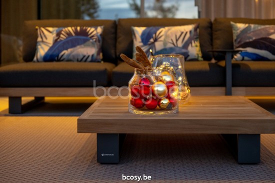 Jati Kebon Truro Gartensessel Lounge Basis 3-sitzig + 1 Teakholzteil Aluminium anthrazit matt.