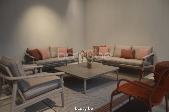 Vincent Sheppard David Lounge Sofa 3s Aged Teak frame Greige Rope Polypropylene.