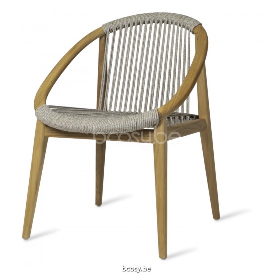 Vincent Sheppard Frida Tuinstoelen Onbehandeld Teak Houten frame Dune White Touw Polypropyleen.
