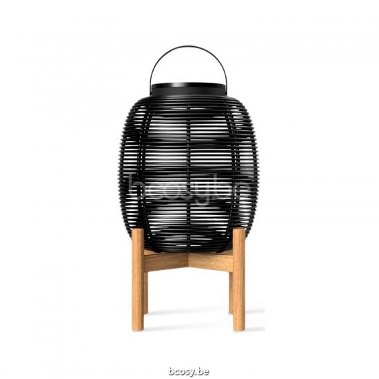 Vincent Sheppard Tika Buitenlantaarns Onbehandeld teakhout frame Zwart Wicker koord Polyethyleen.